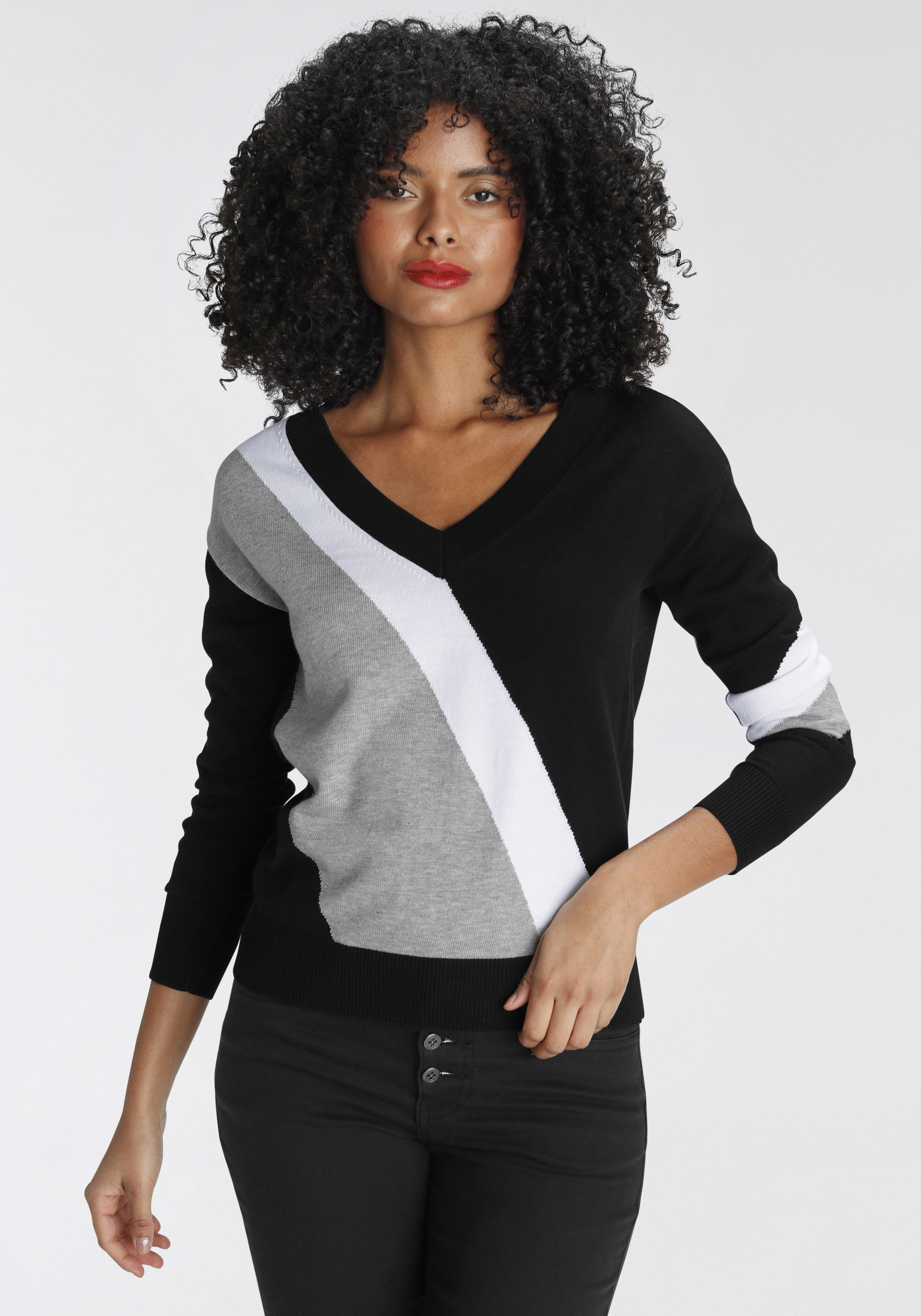 AJC Streifenpullover, mit trendigem Diagonal-Colourblocking günstig online kaufen