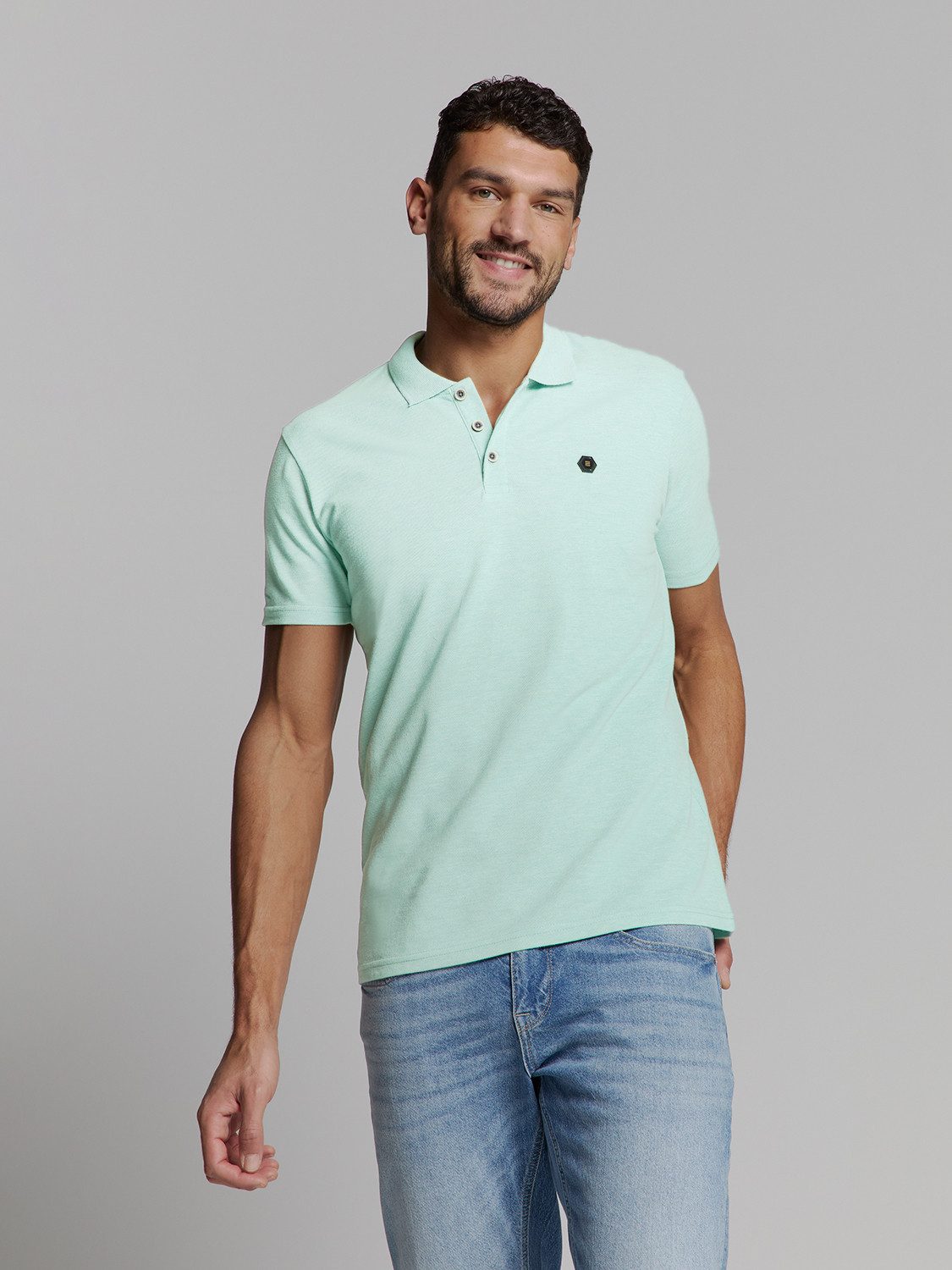 NO EXCESS Poloshirt "No Excess Poloshirt Polo Melange" günstig online kaufen