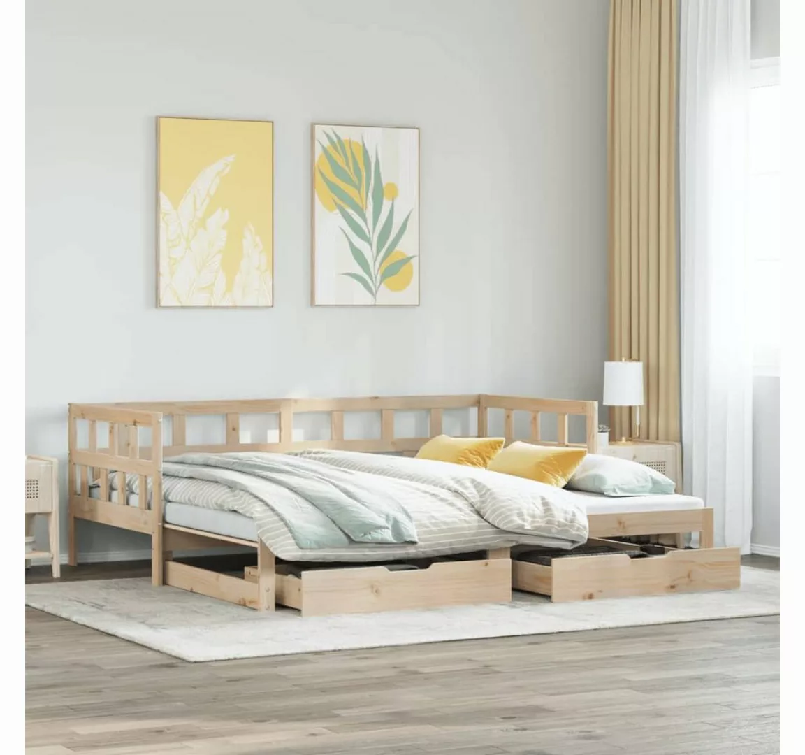 vidaXL Bett Tagesbett Ausziehbar mit Schubladen 90x190 cm Massivholz Kiefer günstig online kaufen