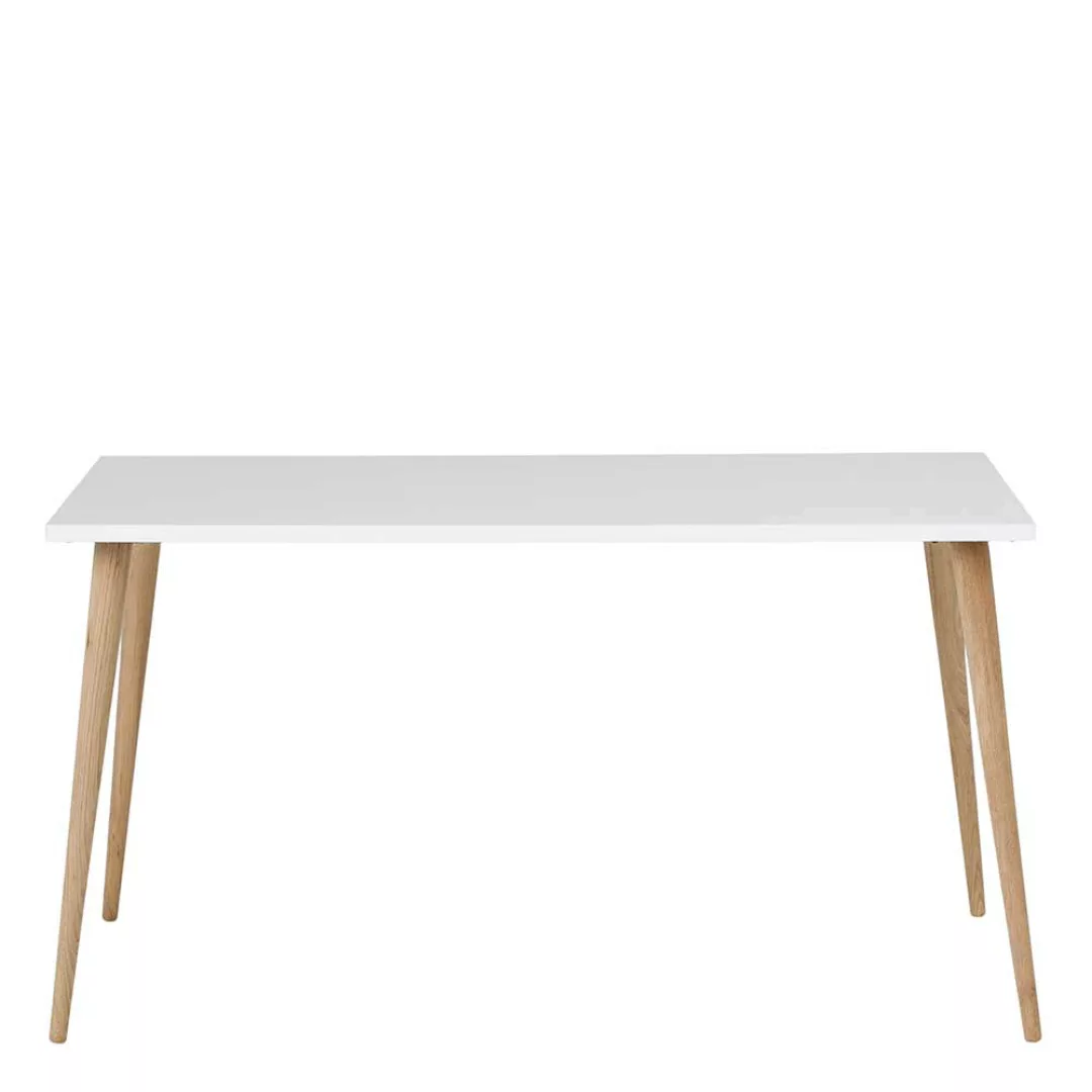 Skandi Schreibtisch mit pflegeleichter Oberfläche Weiß und Eiche günstig online kaufen