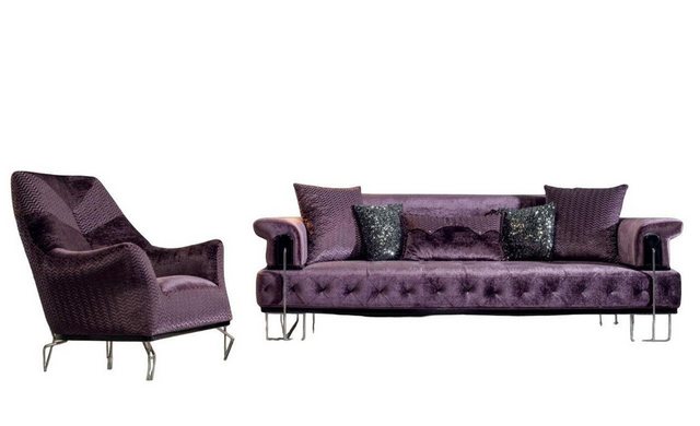 Xlmoebel Sofa Violette Coucheset 3+1 Chesterfield Polster für das Wohnzimme günstig online kaufen