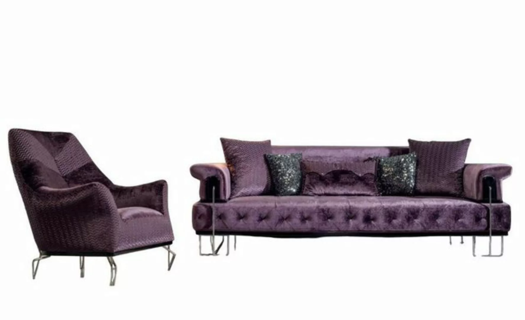 Xlmoebel Sofa Violette Coucheset 3+1 Chesterfield Polster für das Wohnzimme günstig online kaufen