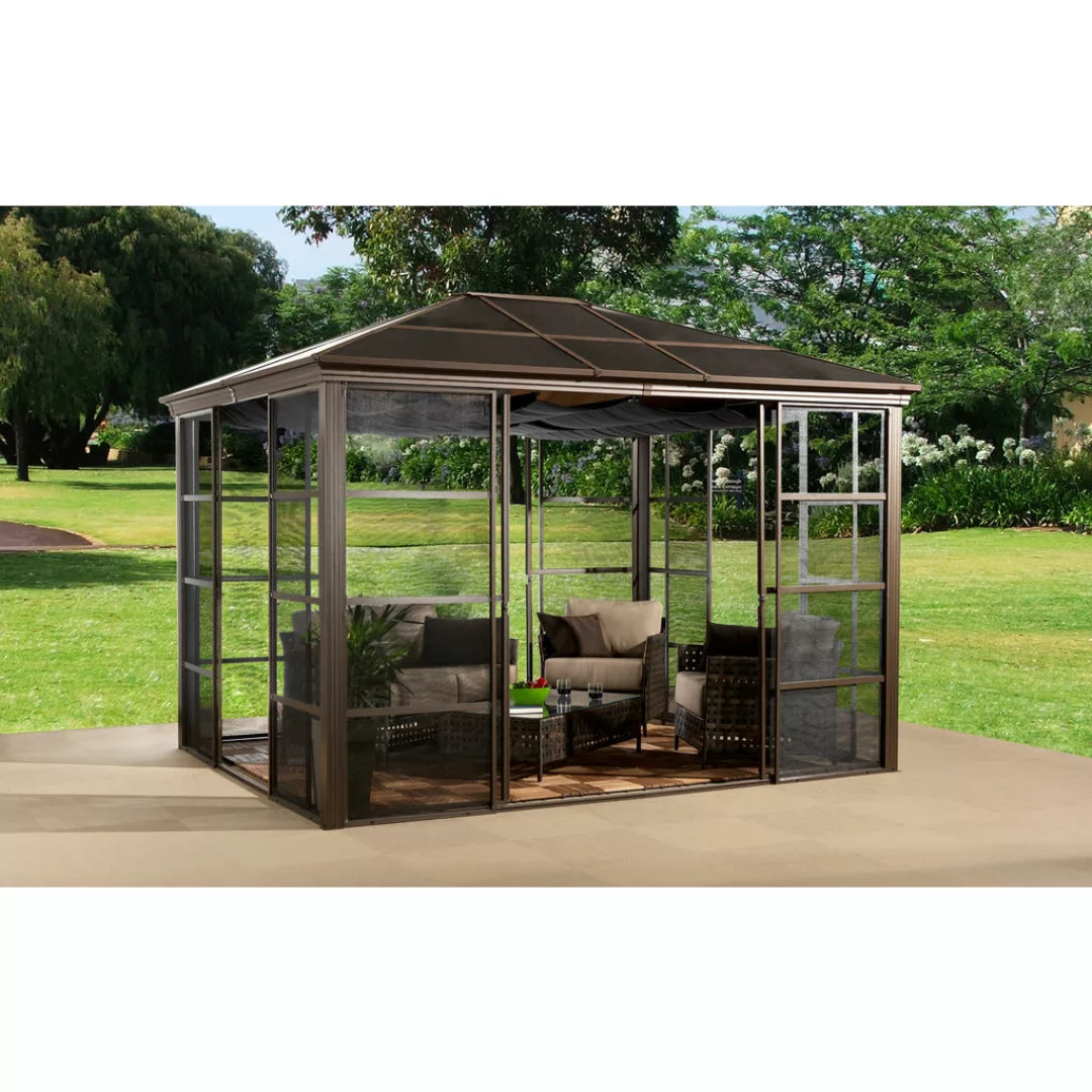 Sojag Pavillon Castel bronze Aluminium B/H/L: ca. 298x283x362 cm günstig online kaufen