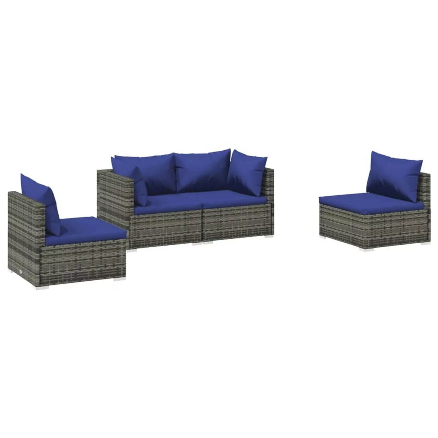 vidaXL 4-tlg Garten-Lounge-Set mit Kissen Poly Rattan Grau Modell 15 günstig online kaufen