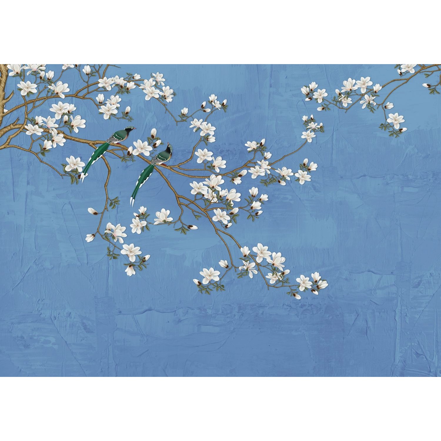 Sanders & Sanders Poster Blütenzweige Graublau 1.1 x 1.55 m 601237 günstig online kaufen