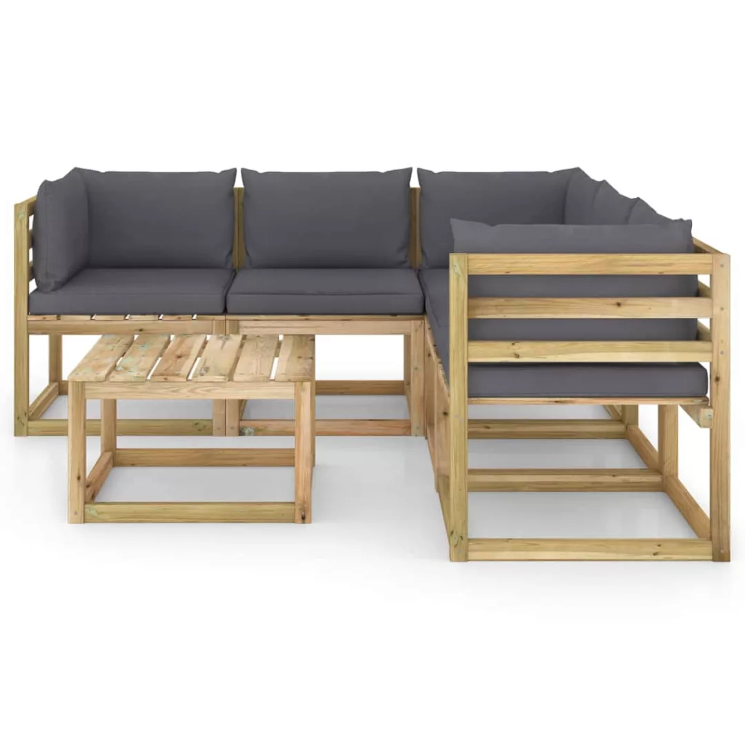 6-tlg. Garten-lounge-set Mit Anthrazit Kissen günstig online kaufen