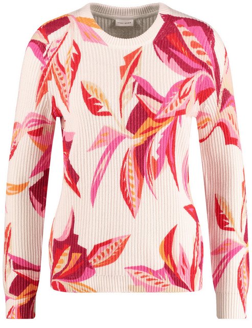 GERRY WEBER Rundhalspullover Floral gemusterter Pullover in Rippstrick günstig online kaufen