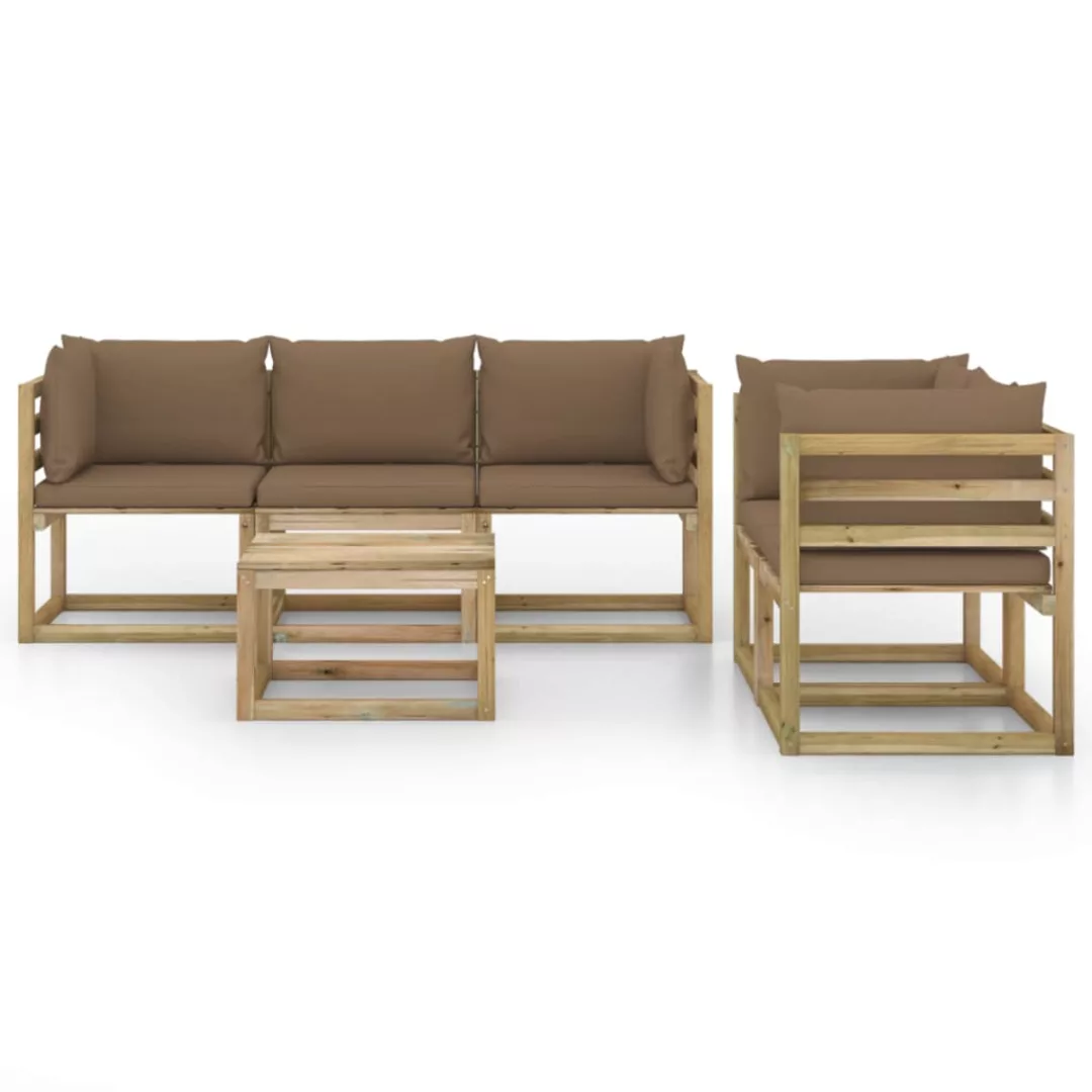 6-tlg. Garten-lounge-set Mit Taupe Kissen günstig online kaufen