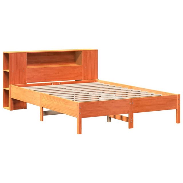 vidaXL Bett Massivholzbett mit Regal ohne Matratze Wachsbraun 120x190 cm günstig online kaufen