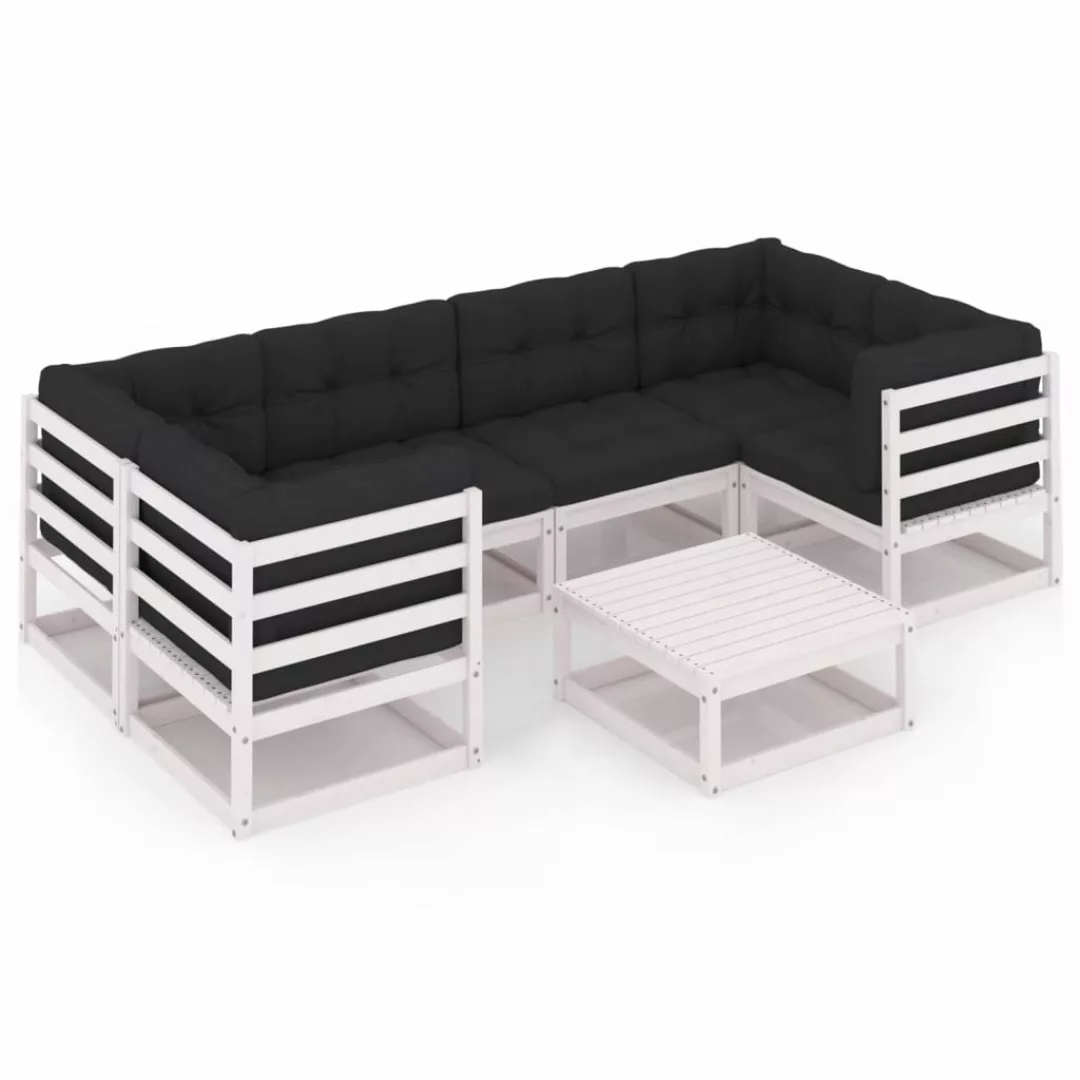 7-tlg. Garten-lounge-set Mit Kissen Weiß Kiefer Massivholz günstig online kaufen