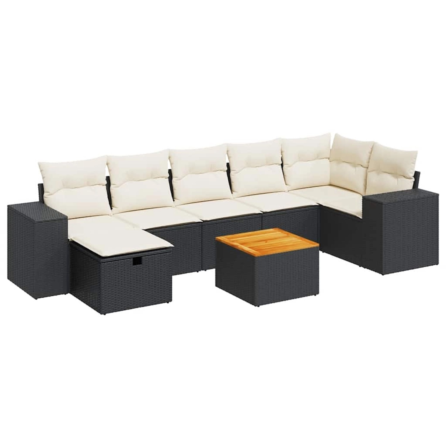 vidaXL 8-Tlg Garten-Sofagarnitur mit Kissen Schwarz Poly Rattan 3325878 günstig online kaufen