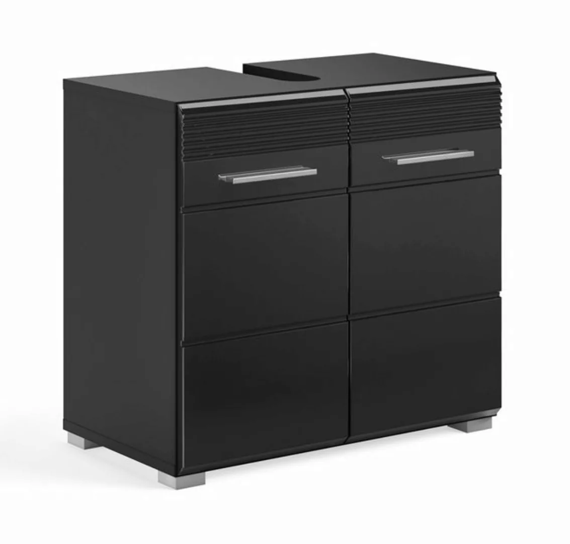 xonox.home Waschbeckenunterschrank in Schwarz Hochglanz - 60x56x34cm (BxHxT günstig online kaufen