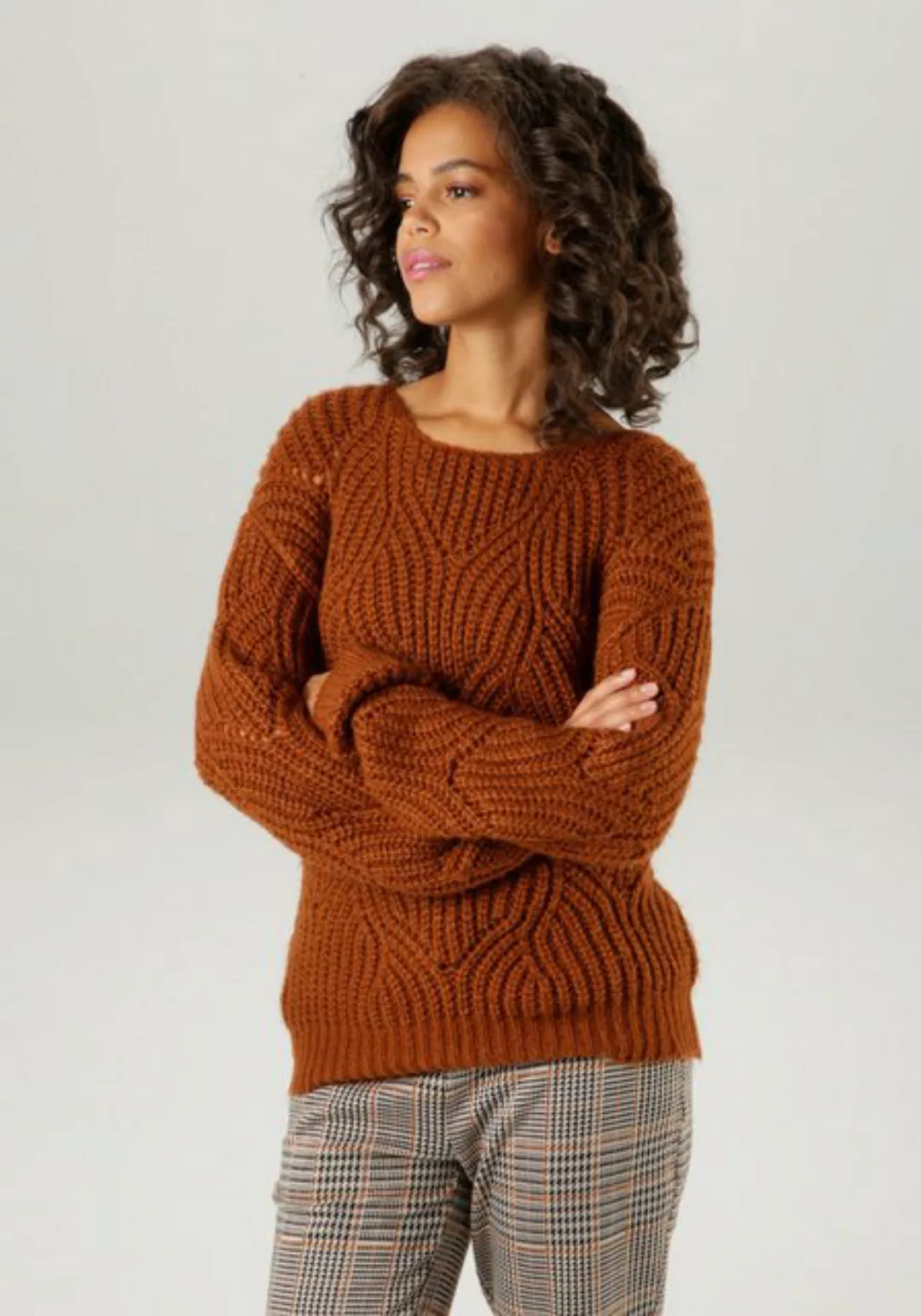 Aniston CASUAL Strickpullover, im dezenten, extravaganten Ajour-Strick-Must günstig online kaufen