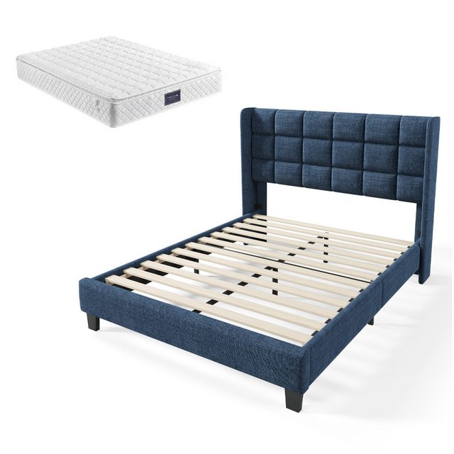 Gotagee Polsterbett Doppelbett Lattenrost 140x200 Jugendbett Bettgestell Bl günstig online kaufen