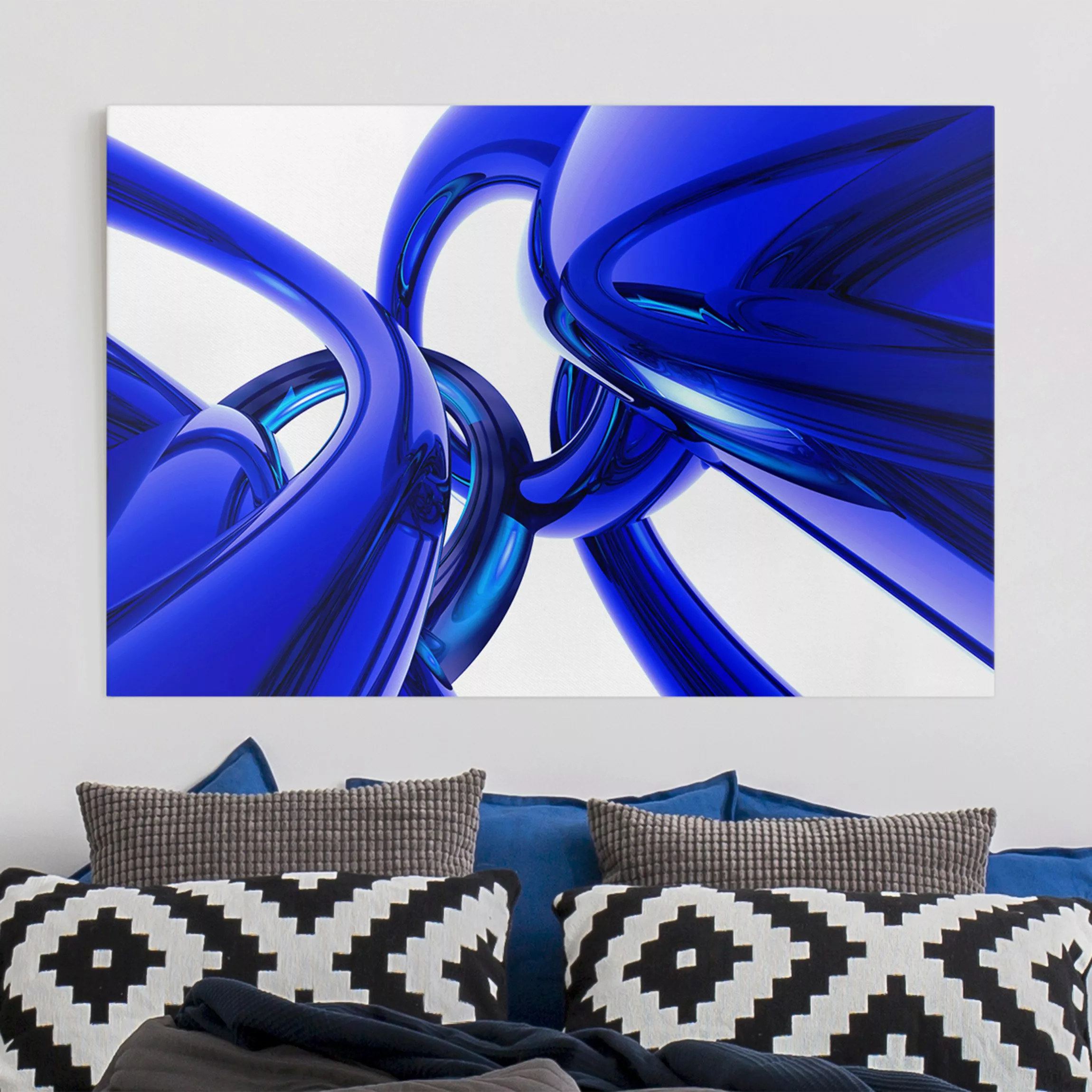 Leinwandbild Abstrakt - Querformat Stunning Blue Style günstig online kaufen