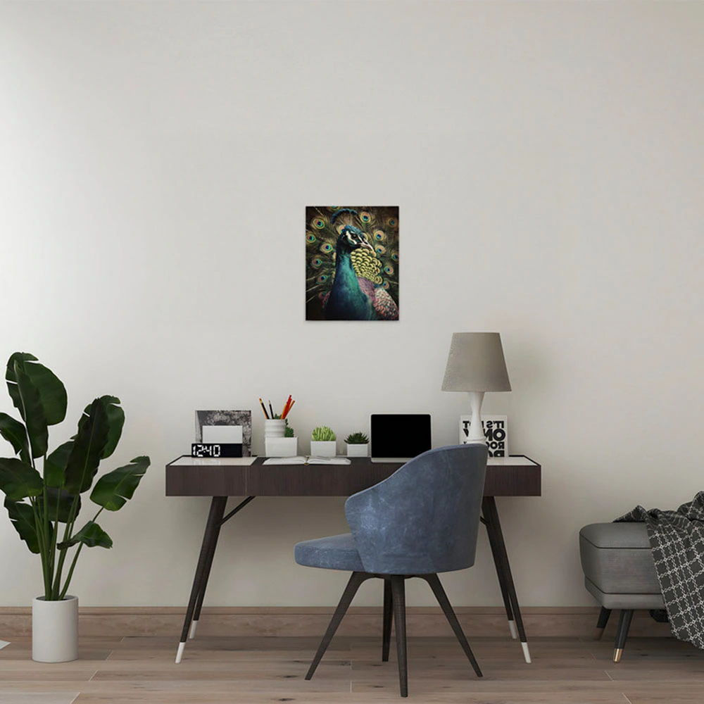 A.S. Création Leinwandbild "Peacock Portrait - Wandbild Blau Keilrahmen Kin günstig online kaufen