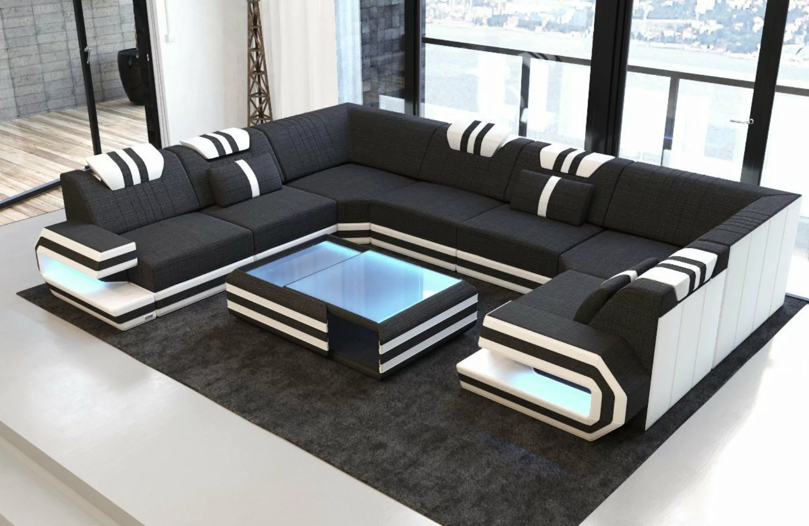 Sofa Dreams Wohnlandschaft Design Polster Stoff Sofa Ragusa U Form H Strukt günstig online kaufen