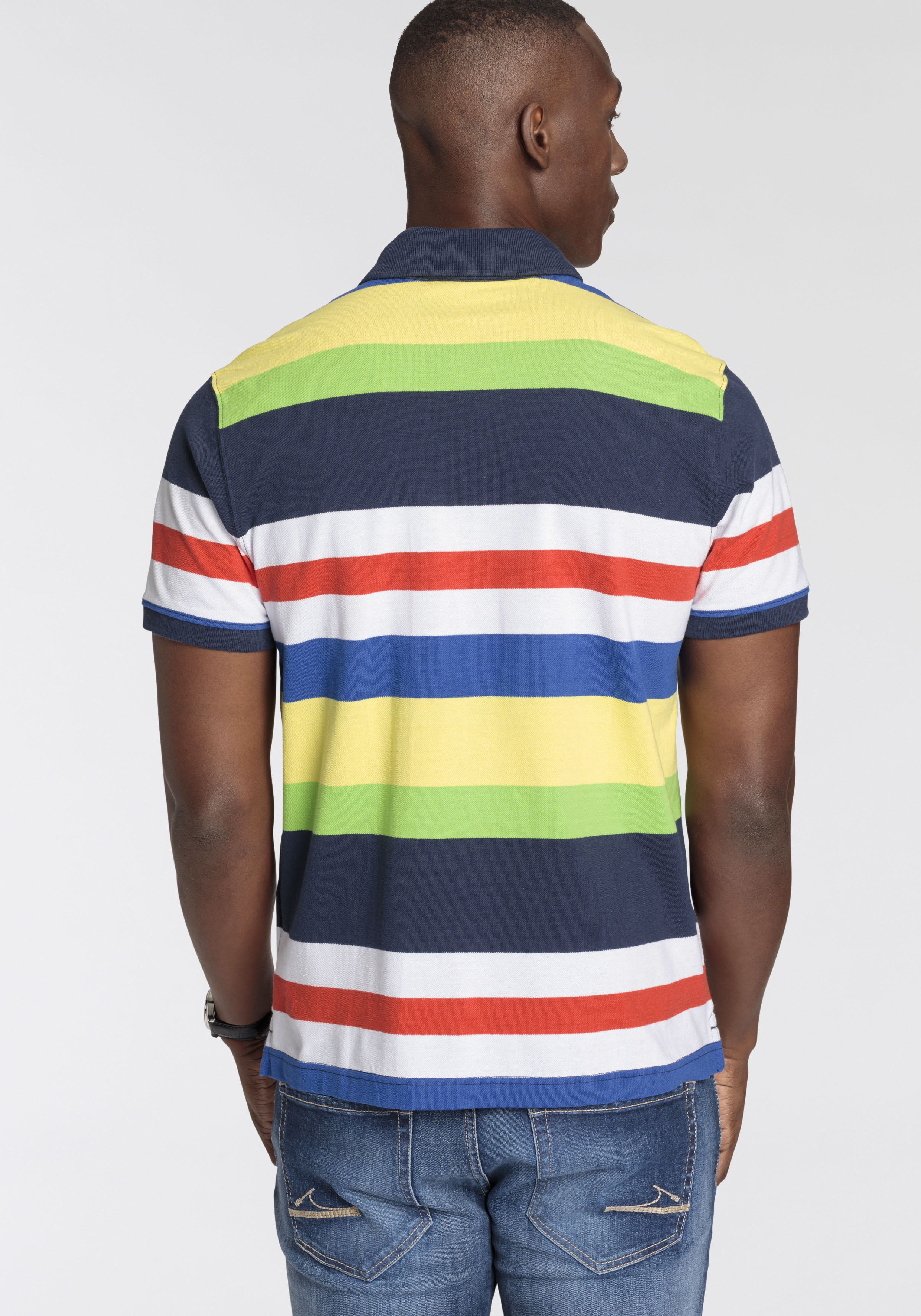 DELMAO Poloshirt mit Stickerei und Multicolour Streifen günstig online kaufen