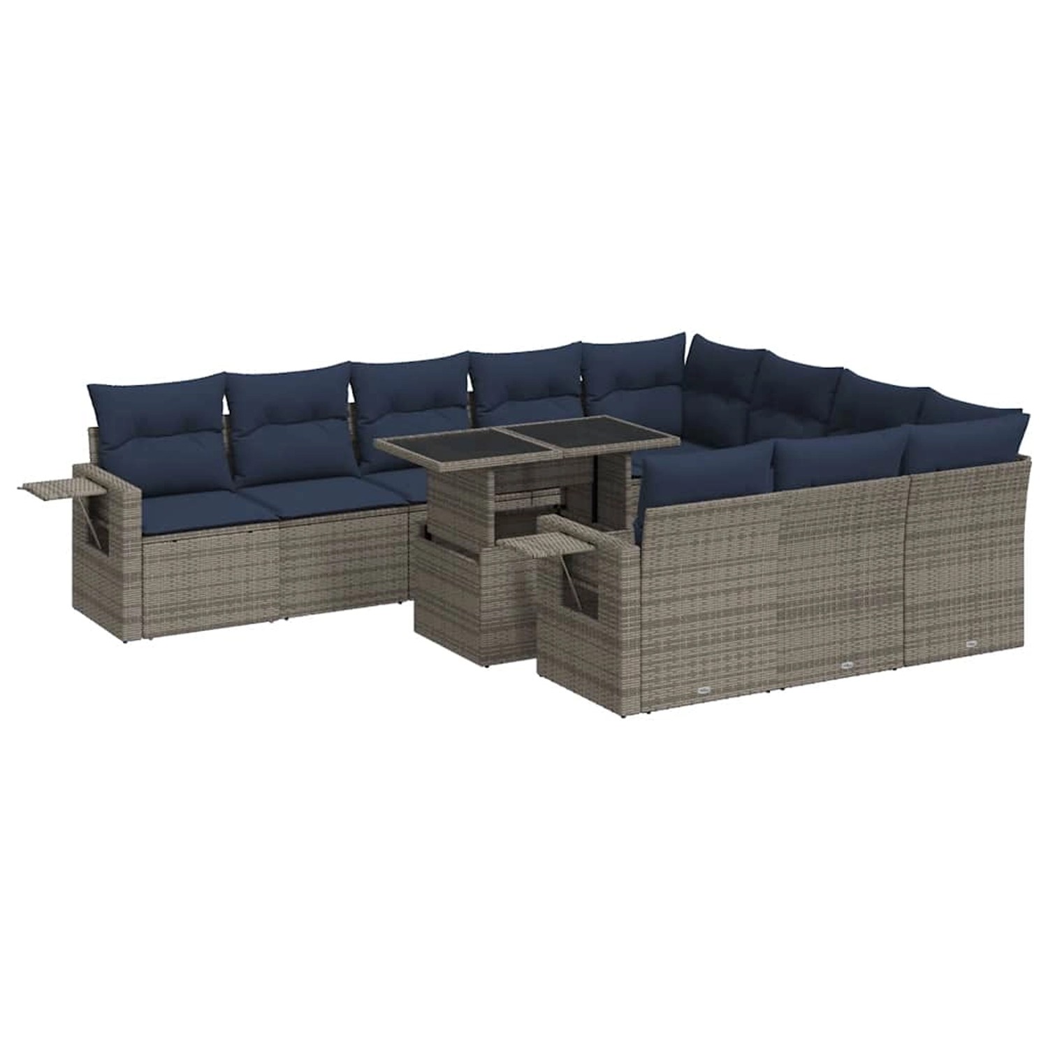vidaXL 11-Tlg Garten-Sofagarnitur mit Kissen Grau Poly Rattan Akazie 332655 günstig online kaufen
