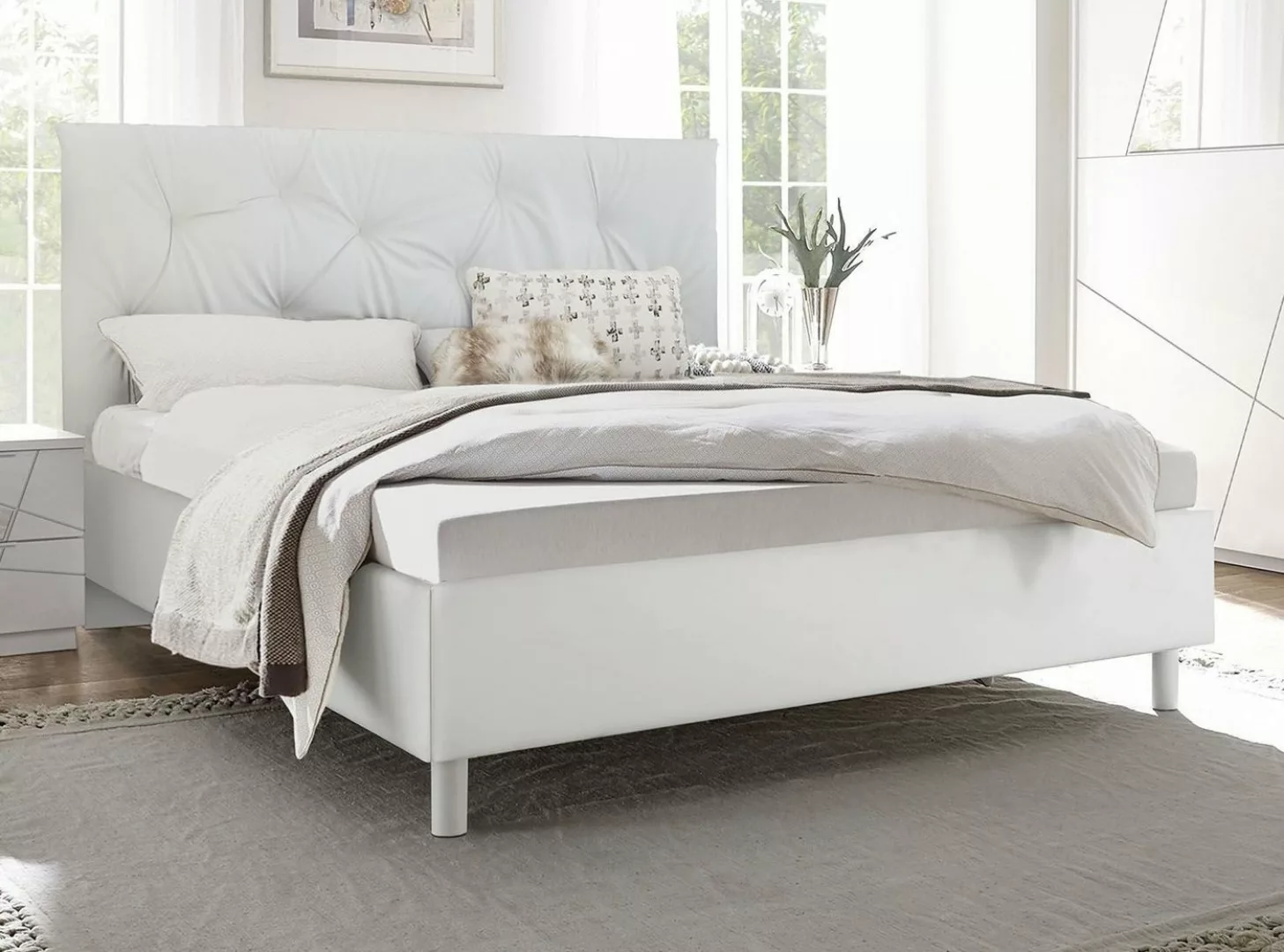 LC Mobili Bett in Kunstleder Weiss (BxHxT: 189x114x204 cm) günstig online kaufen