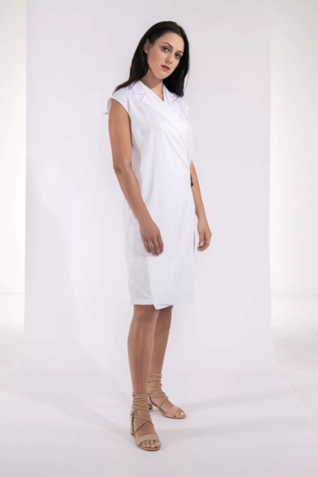 Kurzes Kleid, Wickelkleid Ärmellos Blazerkleid günstig online kaufen