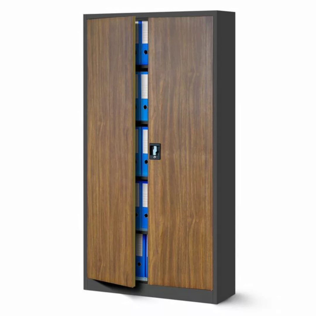 Jan Nowak Aktenschrank Aktenschrank Stahlschrank anthrazit-holz 185x90x40 günstig online kaufen