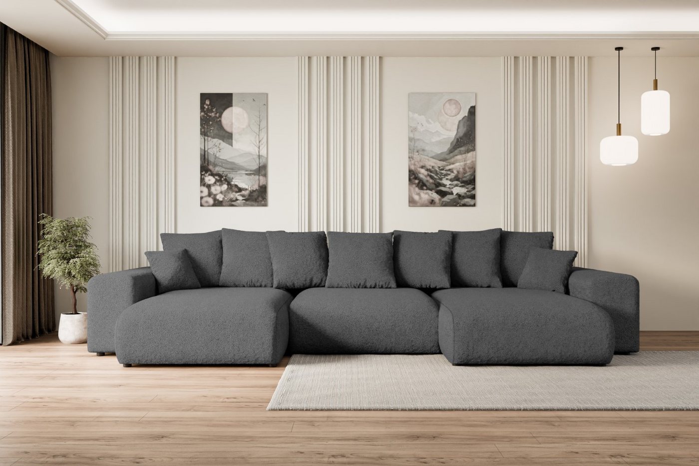 ALTDECOR Wohnlandschaft ESKAR-U, Couch mit Schlaffunktion, Wohnzimmer - Woh günstig online kaufen