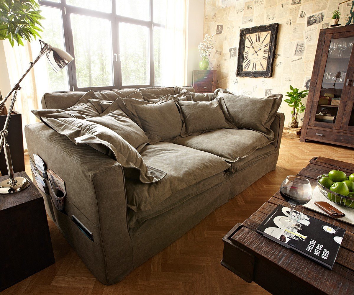DELIFE Big-Sofa Noelia, Braun 240x145 cm mit Kissen Hussensofa günstig online kaufen