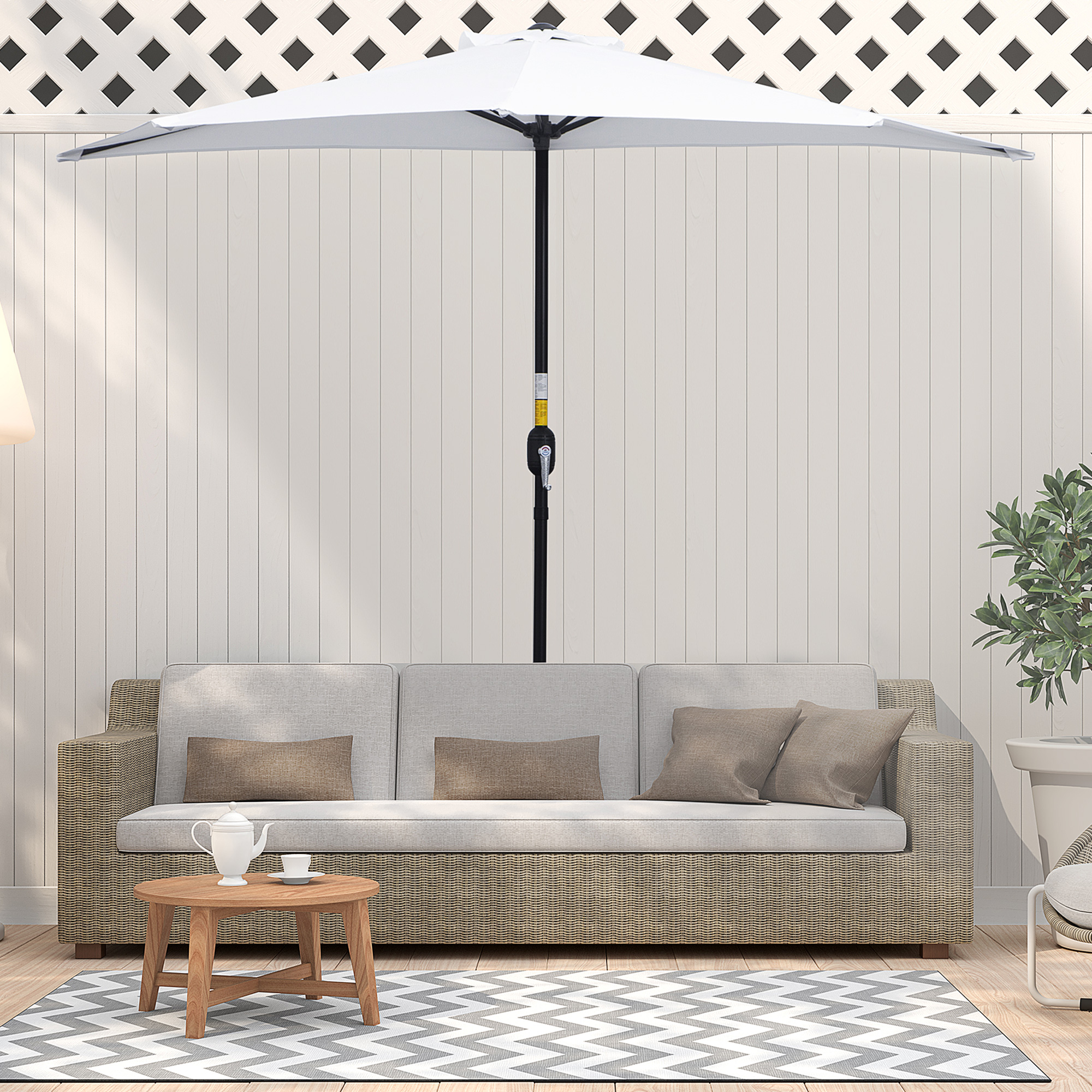 Outsunny Halber Sonnenschirm Ø 2,6 m, Balkonschirm 5 Stahlstreben Polyester günstig online kaufen