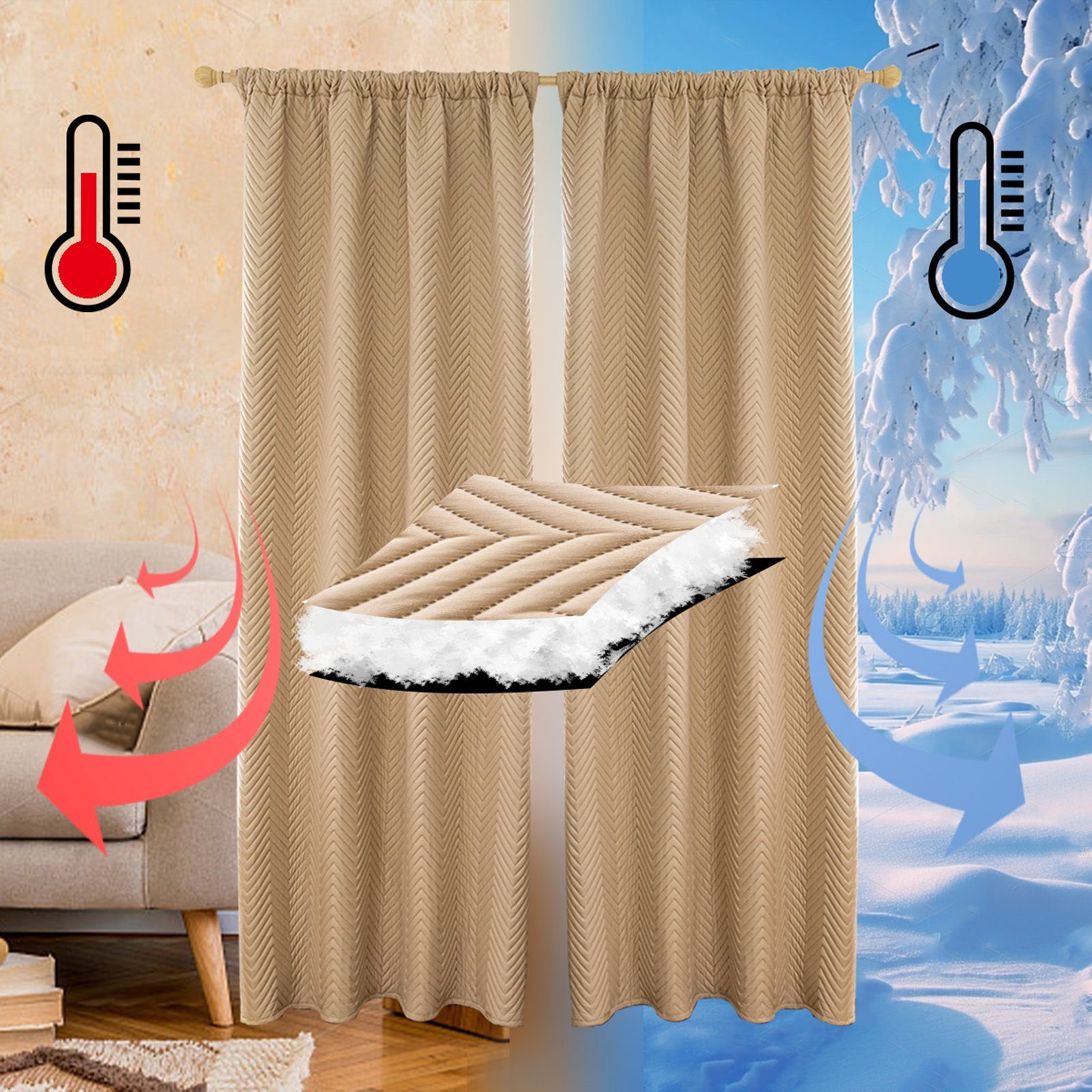 BTTO Gardine Türvorhang,Verdunkelungsvorhang,Thermo Vorhang,Eingedickt, (2 günstig online kaufen