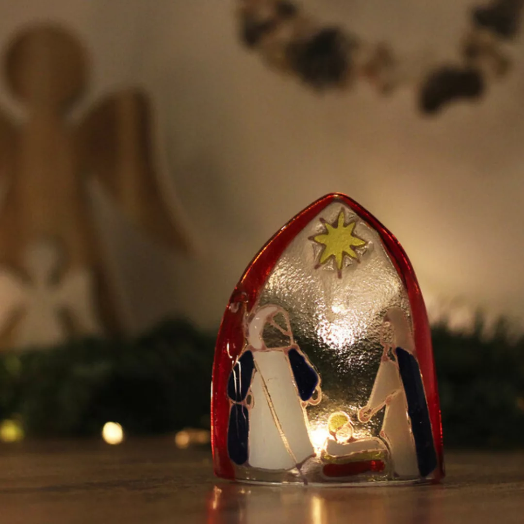 Windlicht Krippe Aus Glas, Weihnachtsdeko günstig online kaufen
