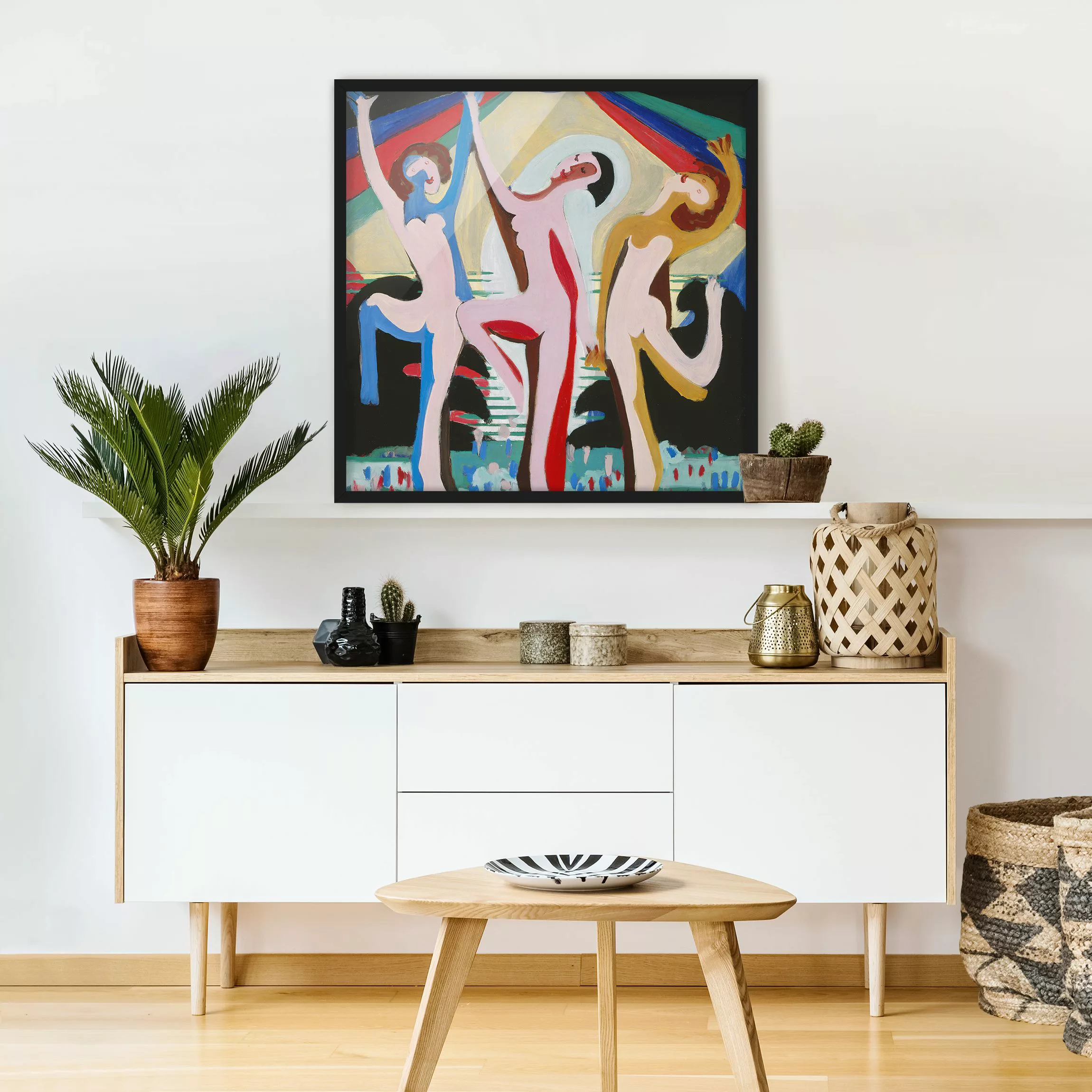 Bild mit Rahmen Kunstdruck - Quadrat Ernst Ludwig Kirchner - Farbentanz günstig online kaufen