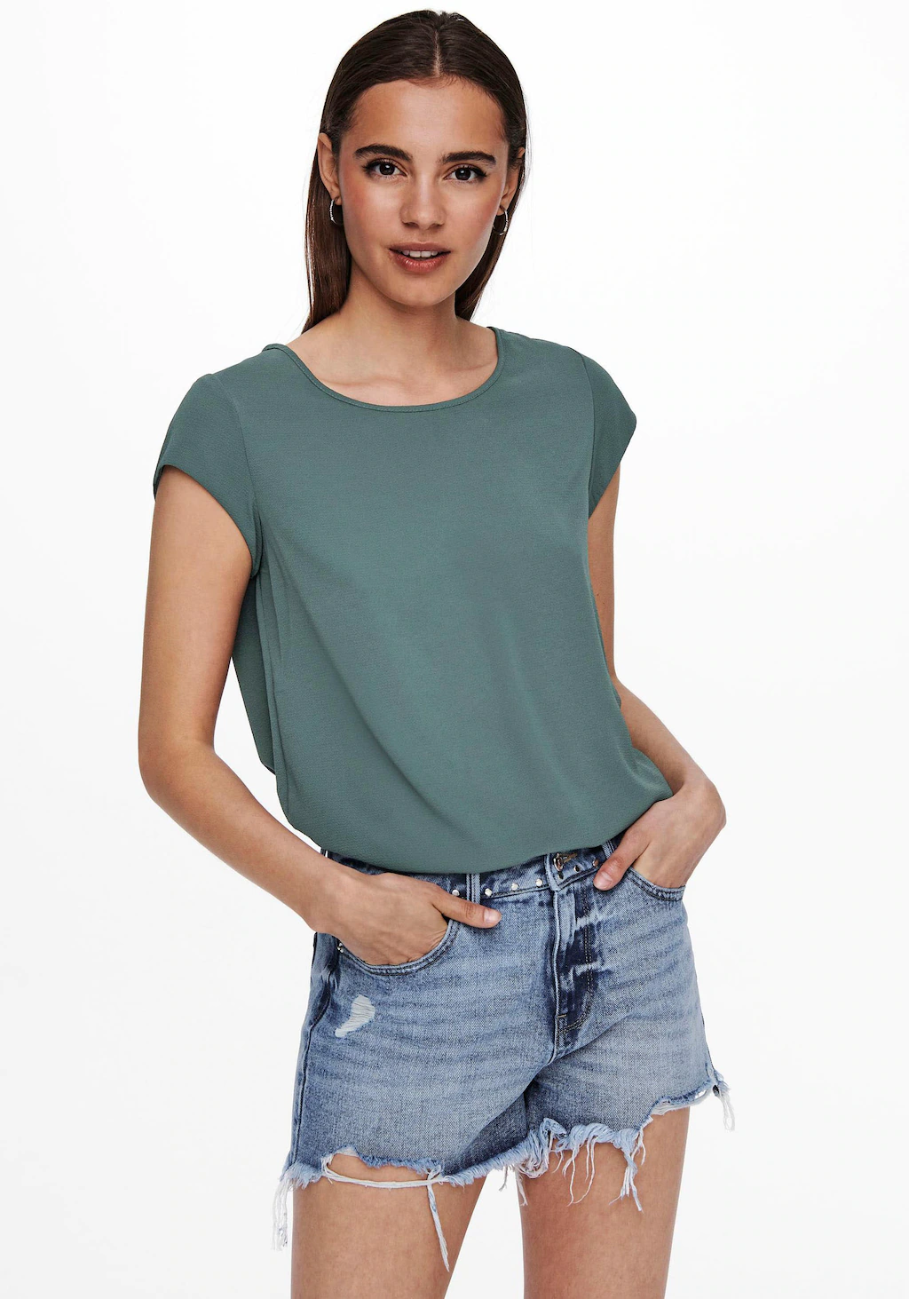 Only Vic Solid Kurzärmeliges T-shirt 42 Balsam Green günstig online kaufen