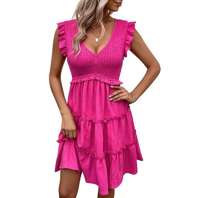ZWY A-Linien-Kleid Freizeitkleid Sommer Modisches Einfarbige A-Linien-Kleid günstig online kaufen