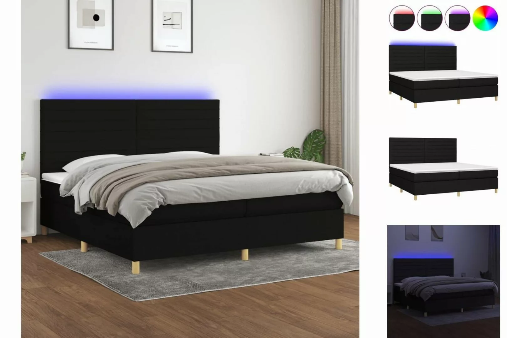 vidaXL Boxspringbett Bett Boxspringbett mit Matratze & Topper & LED (200 x günstig online kaufen