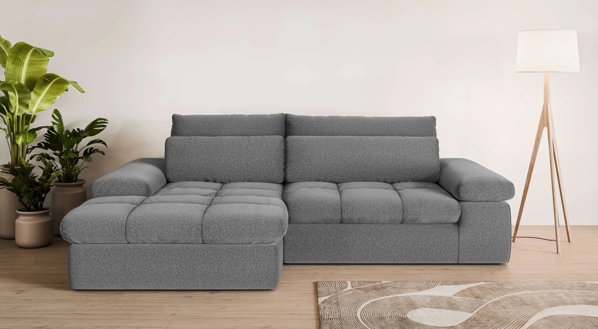 Home affaire Ecksofa "ALVERIE mit Recamiere, moderne Steppung, Maße: B/T/H günstig online kaufen