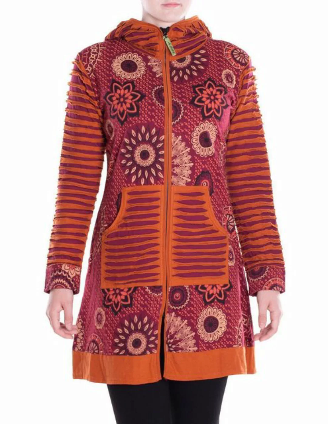 Vishes Kurzmantel Damen Mandala Blumen Jersey-Mantel Hippiemantel Kapuzenma günstig online kaufen