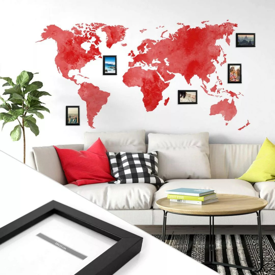Wall-Art Wandtattoo "5 Bilderrahmen Weltkarte Rot", (1 St.), selbstklebend, günstig online kaufen