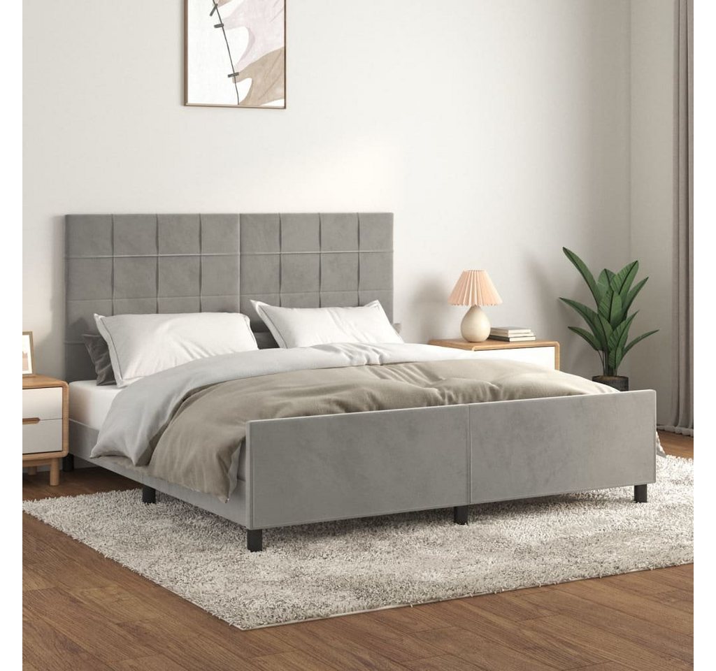 furnicato Bett Bettgestell mit Kopfteil Hellgrau 180x200 cm Samt günstig online kaufen