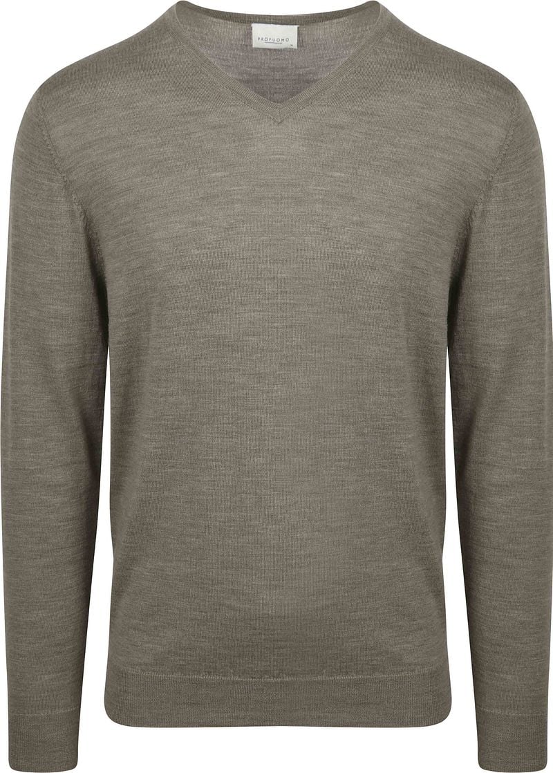 Profuomo Pullover V-Neck Merinowolle Grün - Größe XL günstig online kaufen