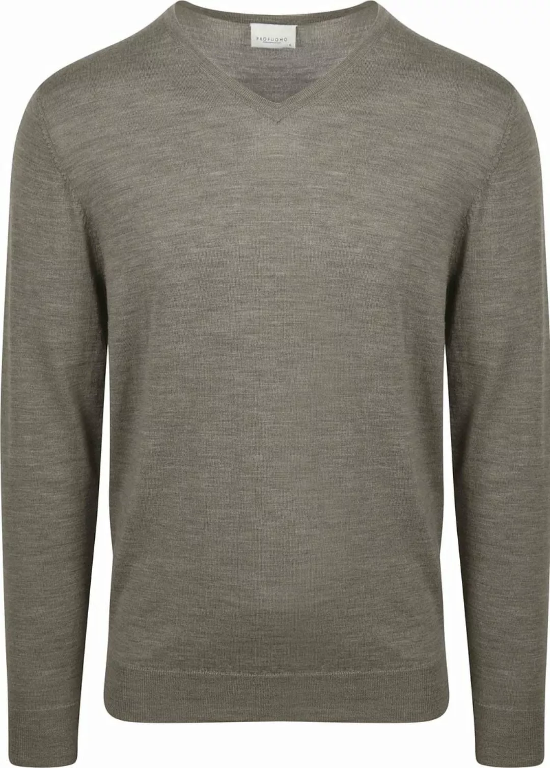 Profuomo Pullover V-Neck Merinowolle Grün - Größe S günstig online kaufen