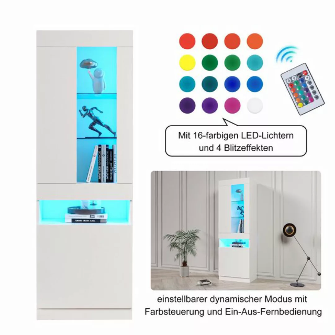 XDOVET Stauraumvitrine Vitrine mit 16 Farben LED Beleuchtung Standvitrine S günstig online kaufen