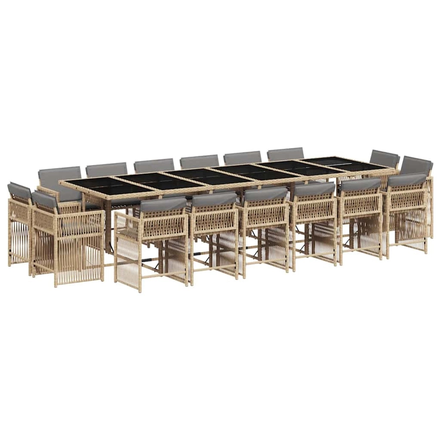 vidaXL 17-Tlg Garten-Essgruppe mit Kissen Beigemischung Poly Rattan 3211788 günstig online kaufen