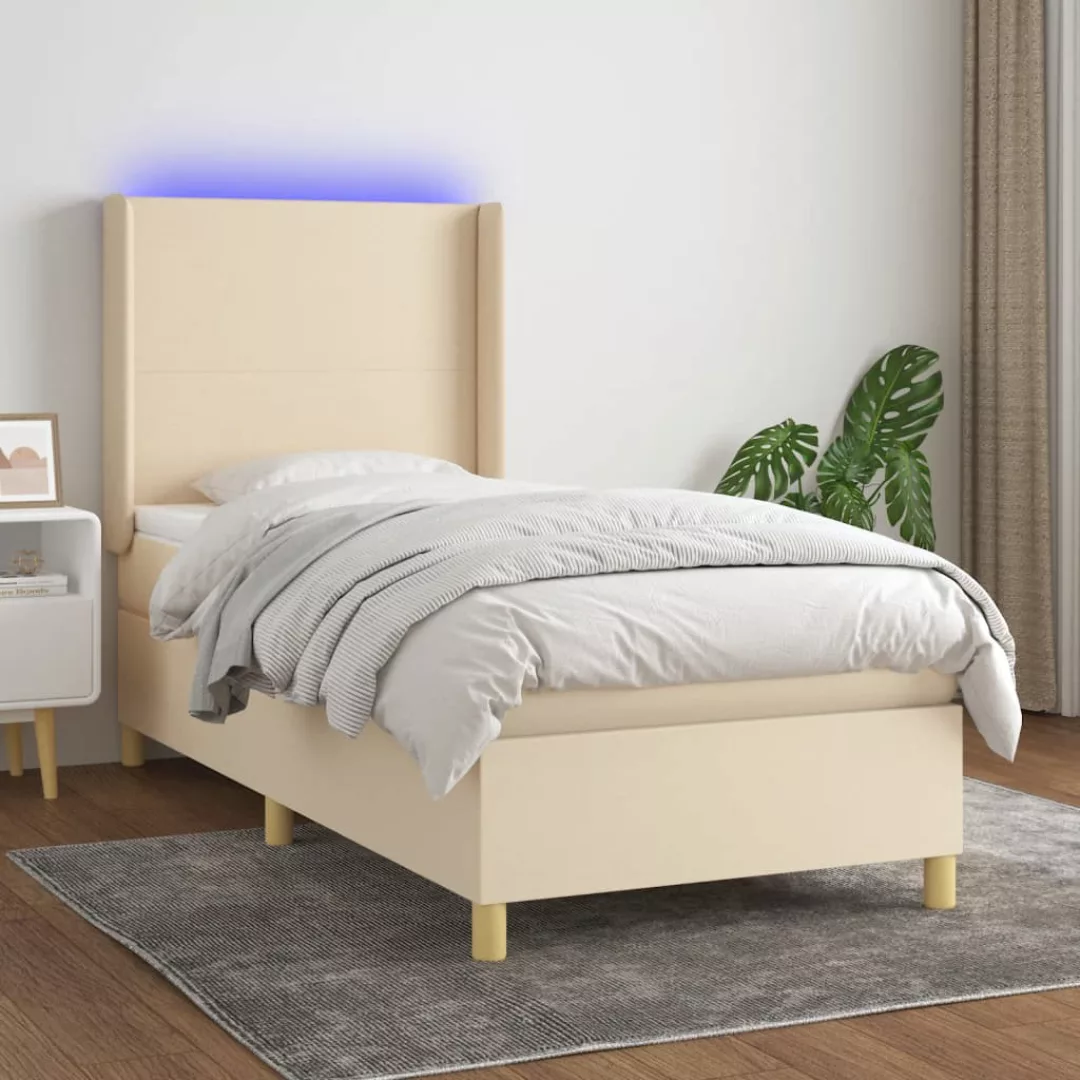 Vidaxl Boxspringbett Mit Matratze & Led Creme 100x200 Cm Stoff günstig online kaufen