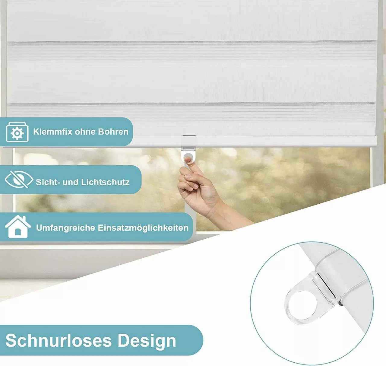 Doppelrollo, Woltu, verdunkelnd, Klemmfix, freihängend, Klemm- günstig online kaufen