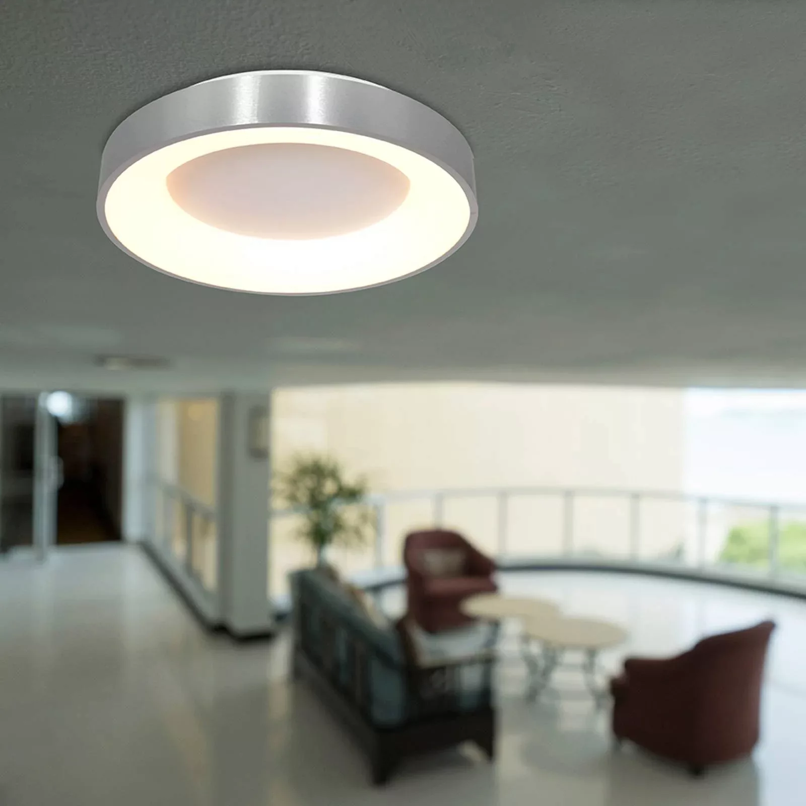 LED Deckenleuchte Ringlede in Silber und Weiß 30W 2800lm günstig online kaufen