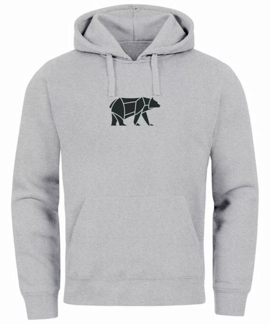 Neverless Hoodie Hoodie Herren Aufdruck Polygon Design Print Bär Bear Tierm günstig online kaufen