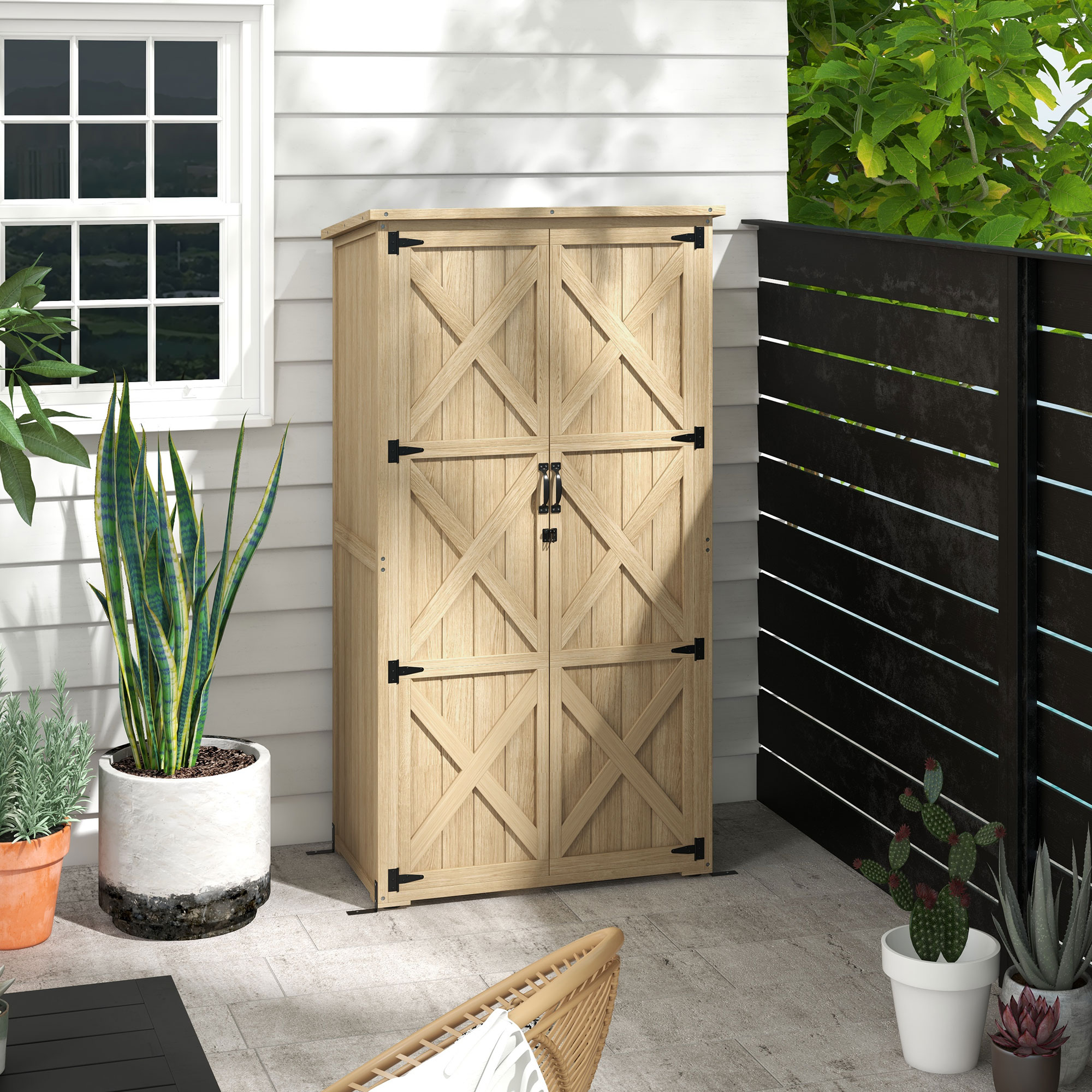 Outsunny Gartenschrank Schuppen für Werkzeuge aufgestellt 90L x 54,5B x 161 günstig online kaufen