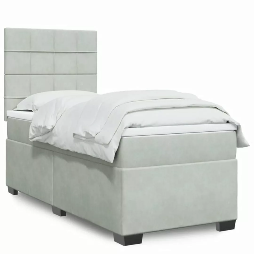 furnicato Bettgestell Boxspringbett mit Matratze Hellgrau 90x190 cm Samt günstig online kaufen