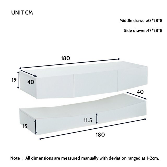 IDEASY TV-Schrank TV-Schrank aus Holz, 16-farbige LED-Leuchten, 180*40 cm(L günstig online kaufen